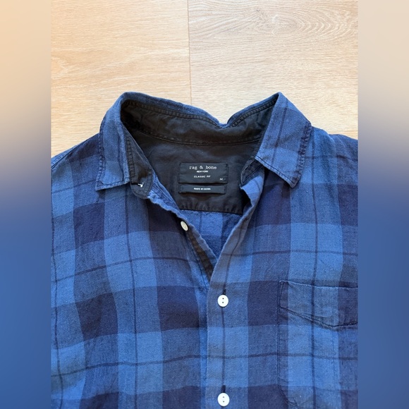Vintage rag & bone Men’s 100% Linen Plaid Button-Up Shirt Long Sleeve Size M - Picture 4 of 6
